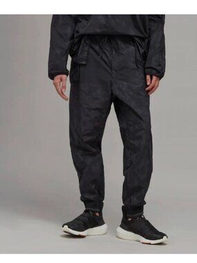 Y-3 ADIDAS YOHJI YAMAMOTO BLACK LEOPARD PRINT TRACK PANTS - M